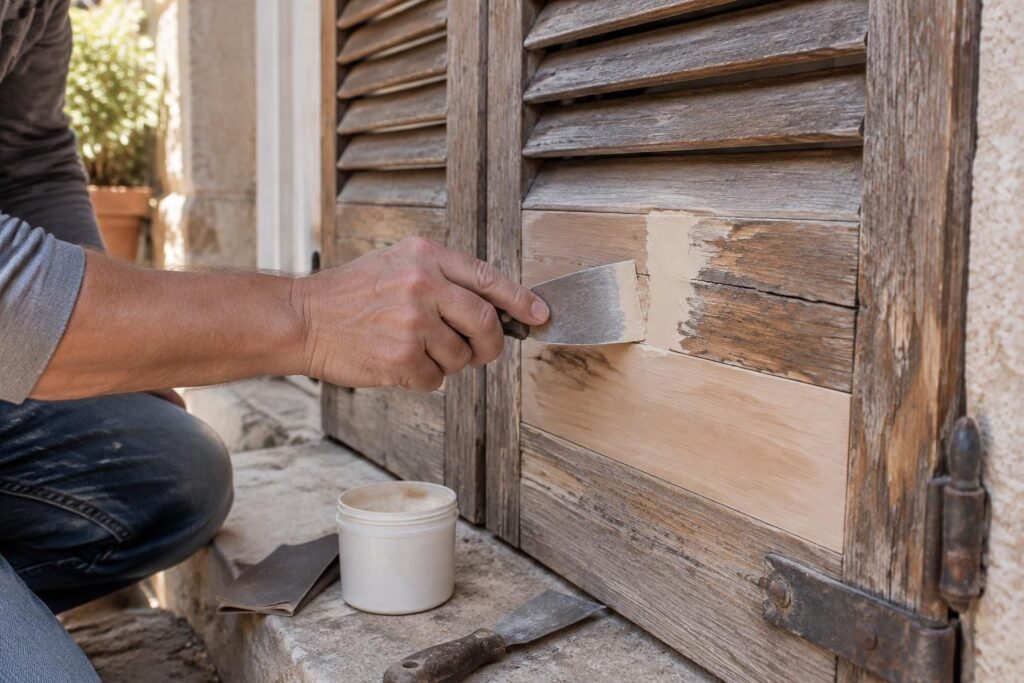 préparez vos surfaces extérieures en bois avant peinture : choisissez et appliquez l’enduit adapté pour lisser, protéger et obtenir une finition durable.